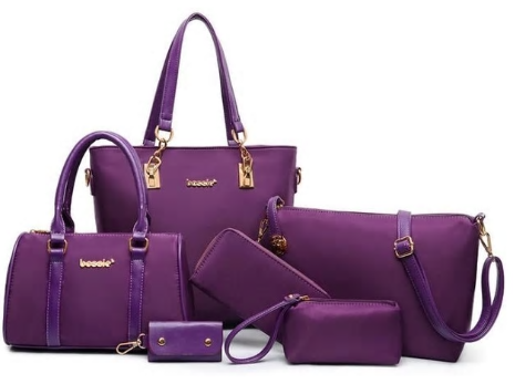 6 Bag set- Purple and Silver