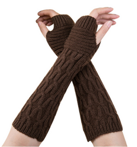 Long fingerless woolen gloves- 5 Shades