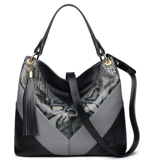 Soft Serpentine printed Genuine Leather one handle bag