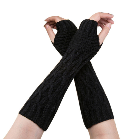 Long fingerless woolen gloves- 5 Shades