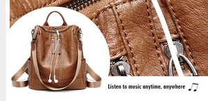'Beauty plus Brains' backpack ( with headphone passage hole)