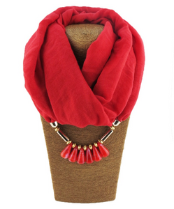 2 in 1 Beaded silk scarf- Necklace Scarf ( 6 colors available)