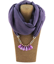 2 in 1 Beaded silk scarf- Necklace Scarf ( 6 colors available)