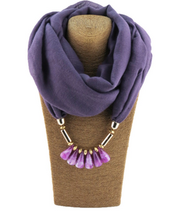 2 in 1 Beaded silk scarf- Necklace Scarf ( 6 colors available)