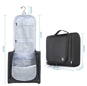 Toiletry carry along hang bag - Black/ Purple