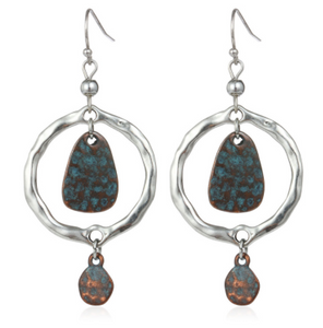 Blue in hoop earrings