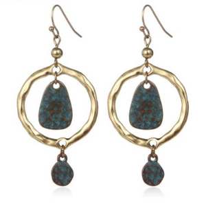 Blue in hoop earrings