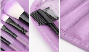 Make up brush 7 set in a trendy colored pouch