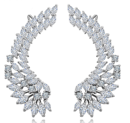 Zircon angel wing shaped stud earrings