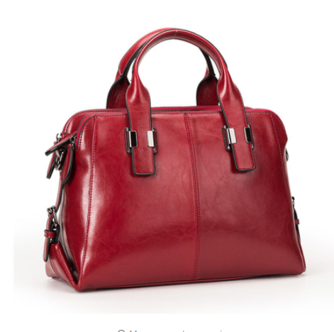 Genuine leather - Maroon bag with clasped handles