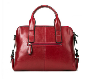 Genuine leather - Maroon bag with clasped handles