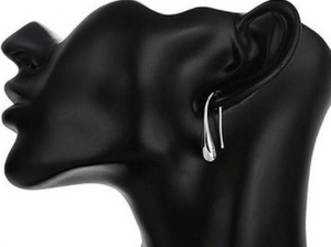Thread drop silver plated earrings