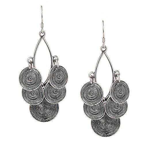 Clustered circular dangling earrings