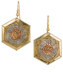 Weaved tri colored metallic earrings- 5 styles