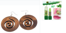 Wooden circular hoop earrings + Aloe Vera color changing lispstick