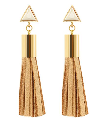 Leather tassel pendant long  earrings