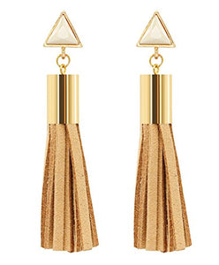 Leather tassel pendant long  earrings