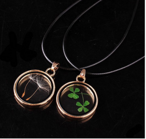 Lucky charm glass locket pendants