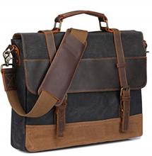 Waxed leather grey Messenger bag- 15.6 inch