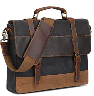 Waxed leather grey Messenger bag- 15.6 inch