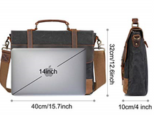 Waxed leather grey Messenger bag- 15.6 inch
