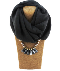 2 in 1 Beaded silk scarf- Necklace Scarf ( 6 colors available)
