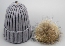 Pompom knitted beanie cap