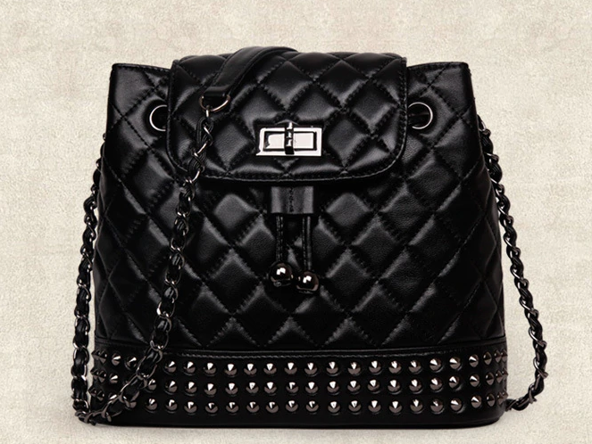 Genuine sheepskin rivet bag