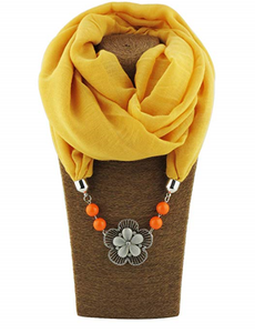 2 in 1 Beaded silk scarf- Necklace Scarf ( 6 colors available)