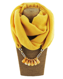 2 in 1 Beaded silk scarf- Necklace Scarf ( 6 colors available)