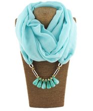 2 in 1 Beaded silk scarf- Necklace Scarf ( 6 colors available)