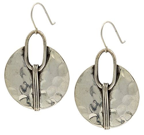 Silver colored Beaten surface round earrings