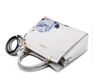 Pure leather floral print  luxury handbag