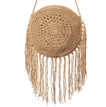 Wicker tasseled bag