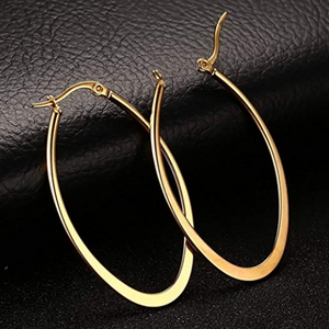 Titanium Oval hoops- Gold and silver