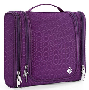Toiletry carry along hang bag - Black/ Purple