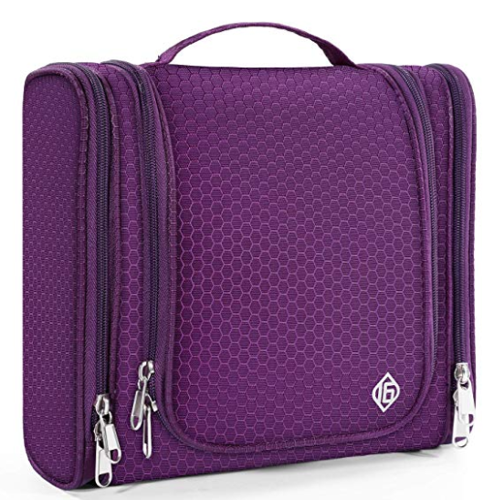 Toiletry carry along hang bag - Black/ Purple