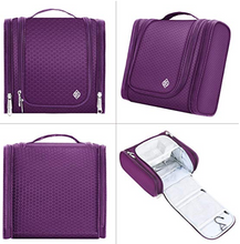 Toiletry carry along hang bag - Black/ Purple