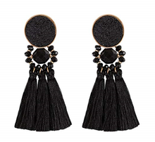 Tri thread large earrings- white/ Black