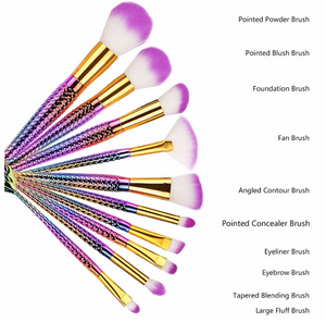 10 Pc Unicorn Mermaid brushes - new color options