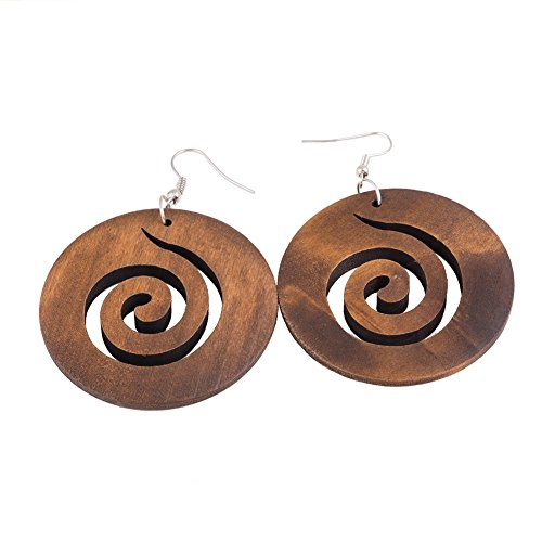 Wooden circular hoop earrings