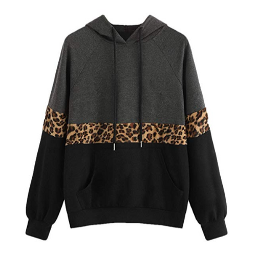 Grey and leopard hoodie