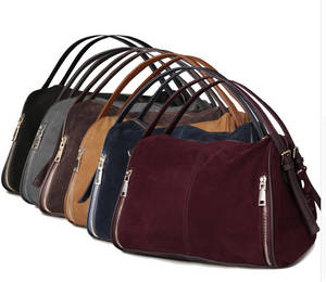 Suede leather zippered bag- 7 colors!