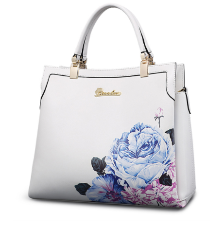 Pure leather floral print  luxury handbag